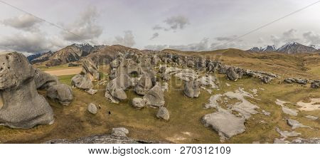 The Castle Hill Conservation Area or  Kura Tawhiti, Arthur's pass, Limestone rock formations, Southern Alps, South island, New Zealand