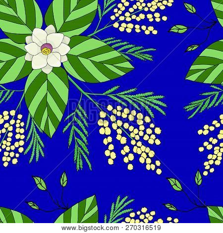 Seamless Pattern With Wild Flowers In The Style Of The Doodle