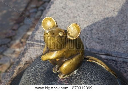 Klaipeda, Lithuania - September 22, 2018: Sculpture Known As Wonderful Little Mouse In The Historica