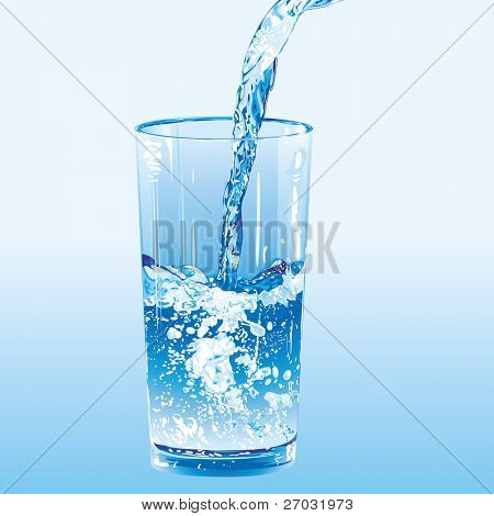 Water is gegoten in een tuimelaar, raster versie