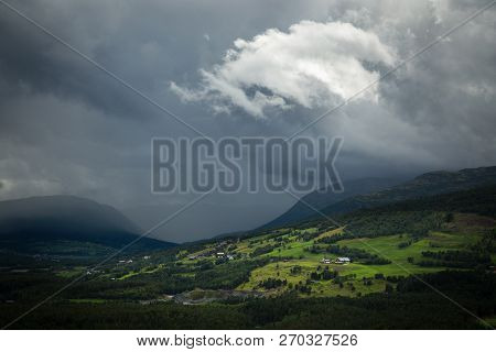 Heavy Stormy Sky Over Dovre Mountains, Norway.