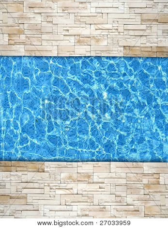 revêtement de brique moderne avec fond de bord de piscine