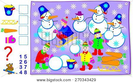 Mathematical Exercise For Kids. Count The Quantity Of Objects And Write The Numbers In The Squares. 