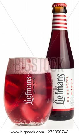 Groningen, Netherlands - November 19, 2018: Bottle And Glass Of Belgian Liefmans Fruitesse Fruit Bee