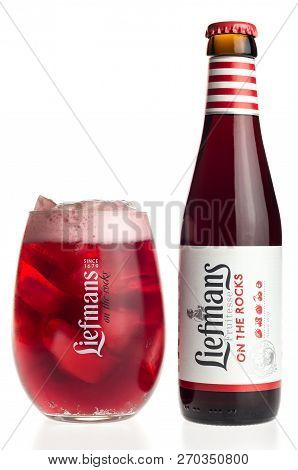 Groningen, Netherlands - November 19, 2018: Bottle And Glass Of Belgian Liefmans Fruitesse Fruit Bee