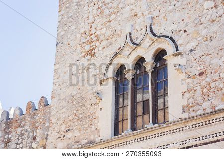 Fragment Of An Ancient Palazzo Corvaja In Taormina, Sicily, Italy