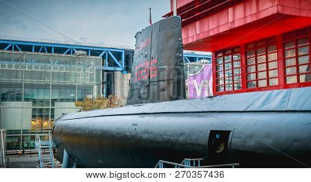 Paris, France - October 6, 2018: Exhibition Of The Argonaute, French Submarine S636 Put Into Service