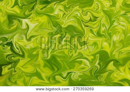 Liquify Abstract Pattern With Lime, Chartreuse, Green And Yellow Graphics Color Art Form. Digital Ba