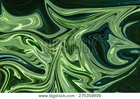 Liquify Abstract Pattern With Darkgreen, Forestgreen And Olivedrab Graphics Color Art Form. Digital 