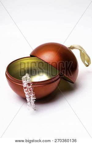 Invisible Aligner View With Red Ball On White Background