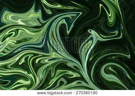 Liquify Abstract Pattern With Darkgreen, Forestgreen And Olivedrab Graphics Color Art Form. Digital 