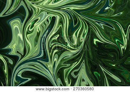 Liquify Abstract Pattern With Darkgreen, Forestgreen And Olivedrab Graphics Color Art Form. Digital 