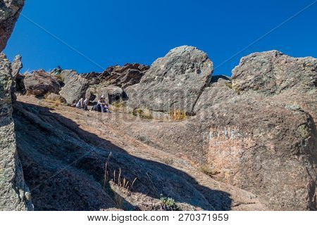 Copacabana, Bolivia - May 13, 2015: Rugged Rocks At Horca Del Inca, Ancient Astronomical Observatory