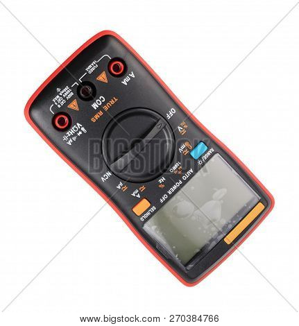 Black Digital Multimeter Isolated On White Background At Dry Day