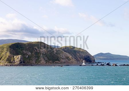 Lighthouses At Pencarrow Head In The Wellington Region Of New Zealand.