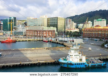 Wellington, New Zealand - August 24, 2017: Early Morning In The Capital City View From Lambton Harbo