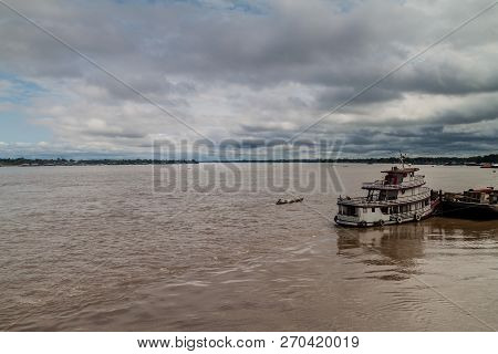 River Amazon Between Tabatinga Brazil And Santa Rosa Peru