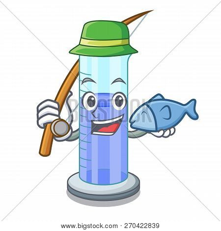Fishing Graduated Shaped Cylinder Isolated On Cartoon