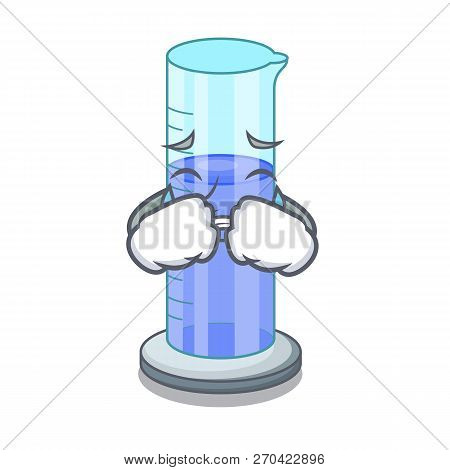 Crying Graduated Shaped Cylinder Isolated On Cartoon