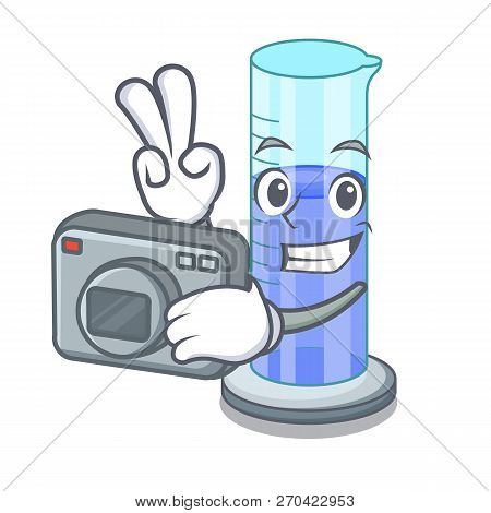 Photographer Graduated Shaped Cylinder Isolated On Cartoon