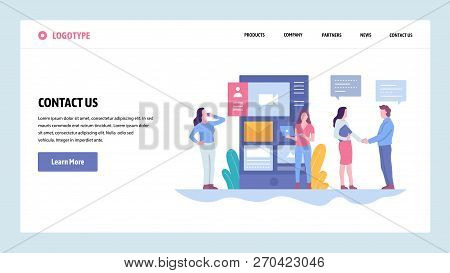 Vector Web Site Gradient Design Template. Contact Us Company Information Page. Landing Page Concepts