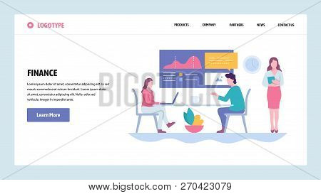Vector Web Site Gradient Design Template. Financial Report And Presentation. Business Meeting. Landi