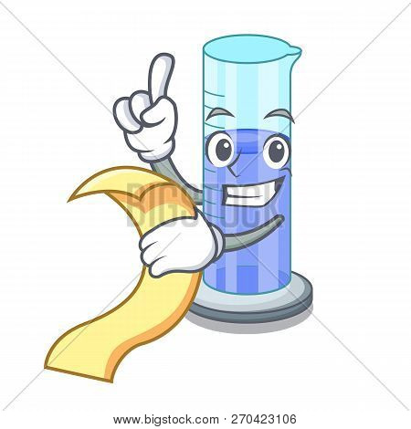 With Menu Graduated Shaped Cylinder Isolated On Cartoon