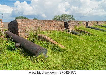 Cannons At A Fortress Of Sao Jose De Macapa St Joseph In City Macapa, Brazil