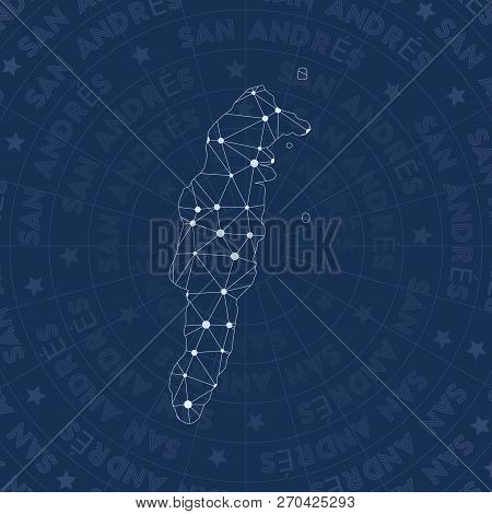 San Andres Network, Constellation Style Island Map. Interesting Space Style, Modern Design. San Andr