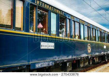 Ruse City, Bulgaria - August 29, 2017. The Legendary Venice Simplon Orient Express Is Ready To Depar