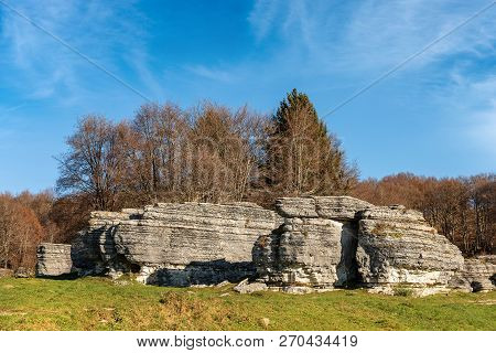 Limestone Monoliths - Unusual Karst Erosion Formations In The Regional Natural Park Of Lessinia (val