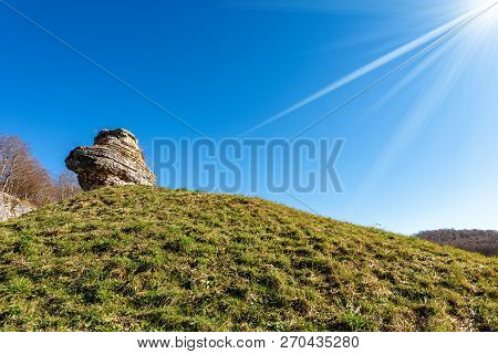 Limestone Monolith - Unusual Karst Erosion Formation In The Regional Natural Park Of Lessinia (valle