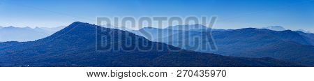 Scenic Landscape With Trees In Mountain Forest In Autumn.
