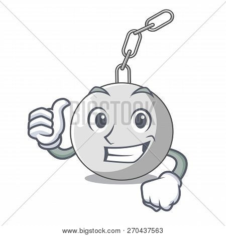 Thumbs Up Wrecking Ball Hanging From Chain Cartoon
