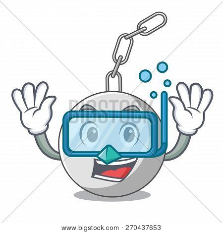 Diving Wrecking Ball Hanging From Chain Cartoon