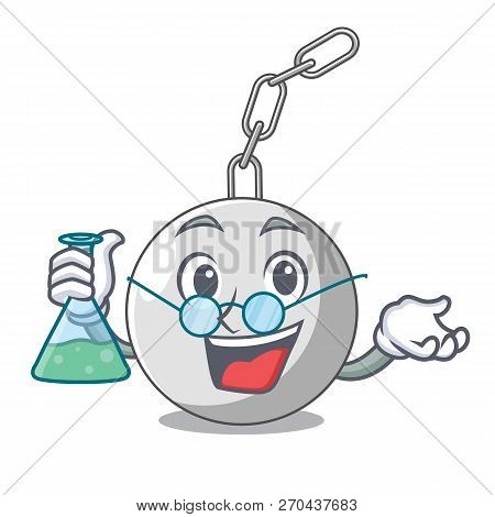 Professor Wrecking Ball Hanging From Chain Cartoon