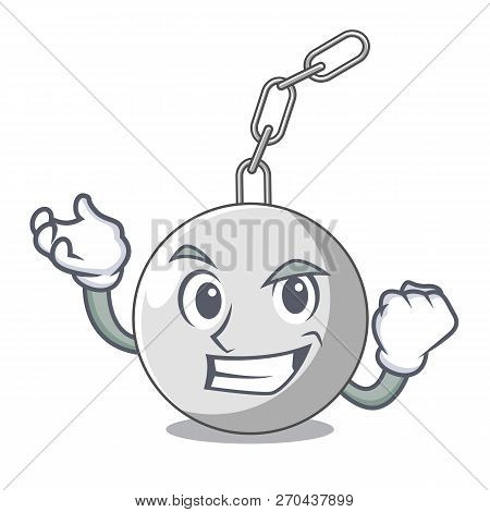 Successful Wrecking Ball Hanging From Chain Cartoon