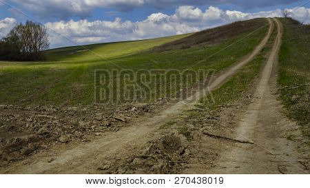 Download Preview 
Summer Landscape With Beautiful Clouds, The Road To Heaven Is A High Hill On Which