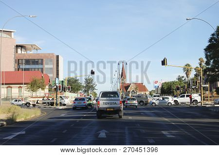 Windhoek, Namibia - January 12, 2009: Daily Traffic On Robert Mugabe Avenue In The Capital City