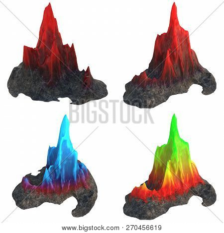 Ock With Red Crystal On White Isolated Background. 3d Illustration