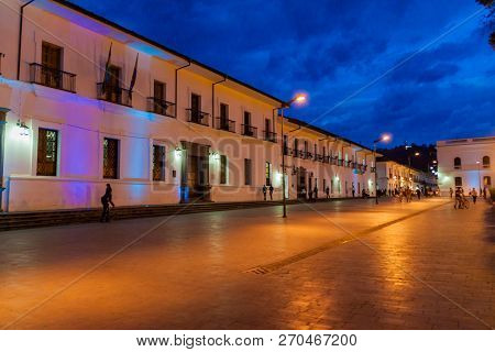 Popayan, Colombia - September 10, 2015: People On Parque Caldas In Colonial City Popayan, Colombia