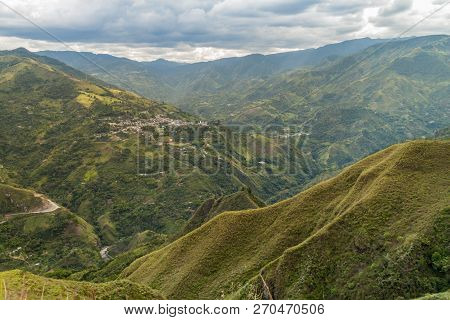 Village Inza In A Valley Of Ullucos River In Cauca Region Of Colombia