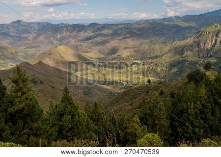 Valley Of Ullucos River In Cauca Region Of Colombia