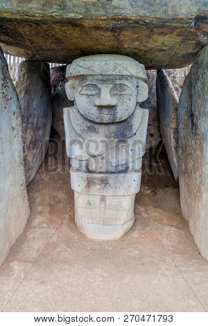Statues Located At Alto De Los Idolos Archeological Site Near San Agustin, Colombia