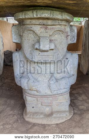 Statue Located At Alto De Los Idolos Archeological Site Near San Agustin, Colombia
