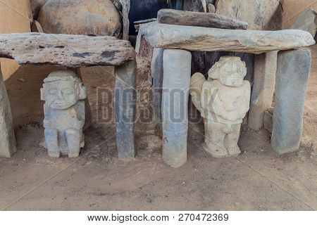 Statues In Tombs Located At Alto De Los Idolos Archeological Site Near San Agustin, Colombia