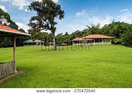 Protective Roofs Over Statues Located At Alto De Las Guacas Site Near San Agustin, Colombia