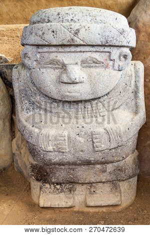 Statue In A Tomb In Alto De Las Guacas Archeological Site Near San Agustin, Colombia
