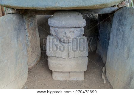 Statue In A Tomb In Alto De Las Guacas Archeological Site Near San Agustin, Colombia