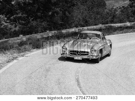 Pesaro Colle San Bartolo , Italy - May 17 - 2018 : Mercedes-benz 300 Sl CoupÉ (w198) 1956 On An Old 